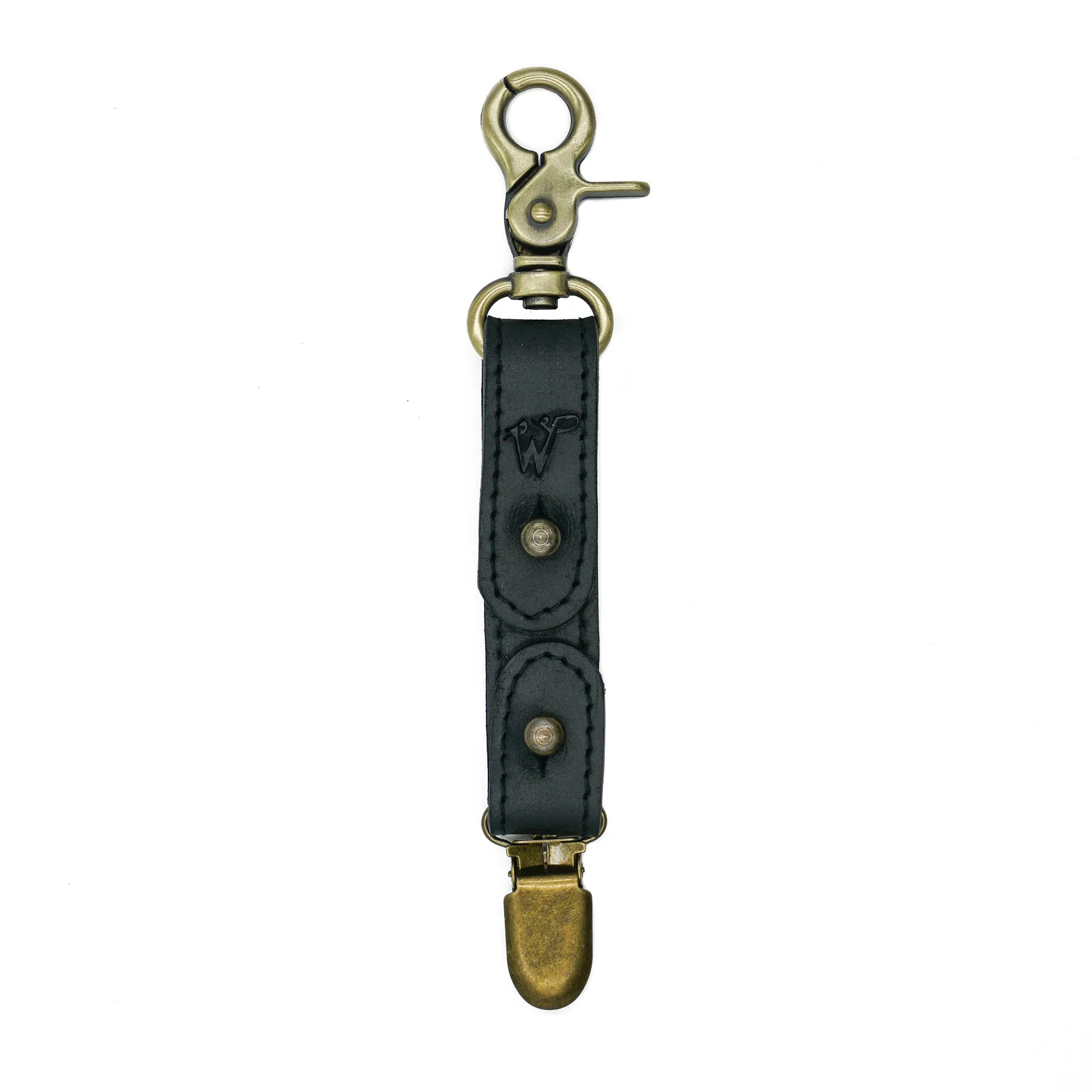Keyring / Hat-holder Black Stitched Leather No. A8017