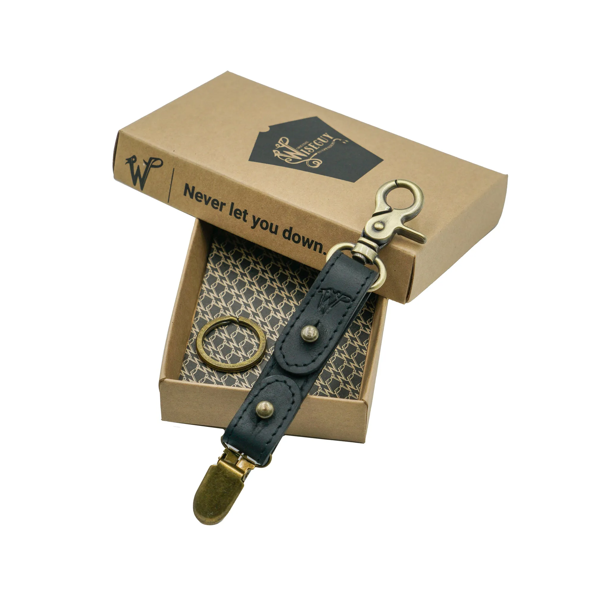 Keyring / Hat-holder Black Stitched Leather No. A8017