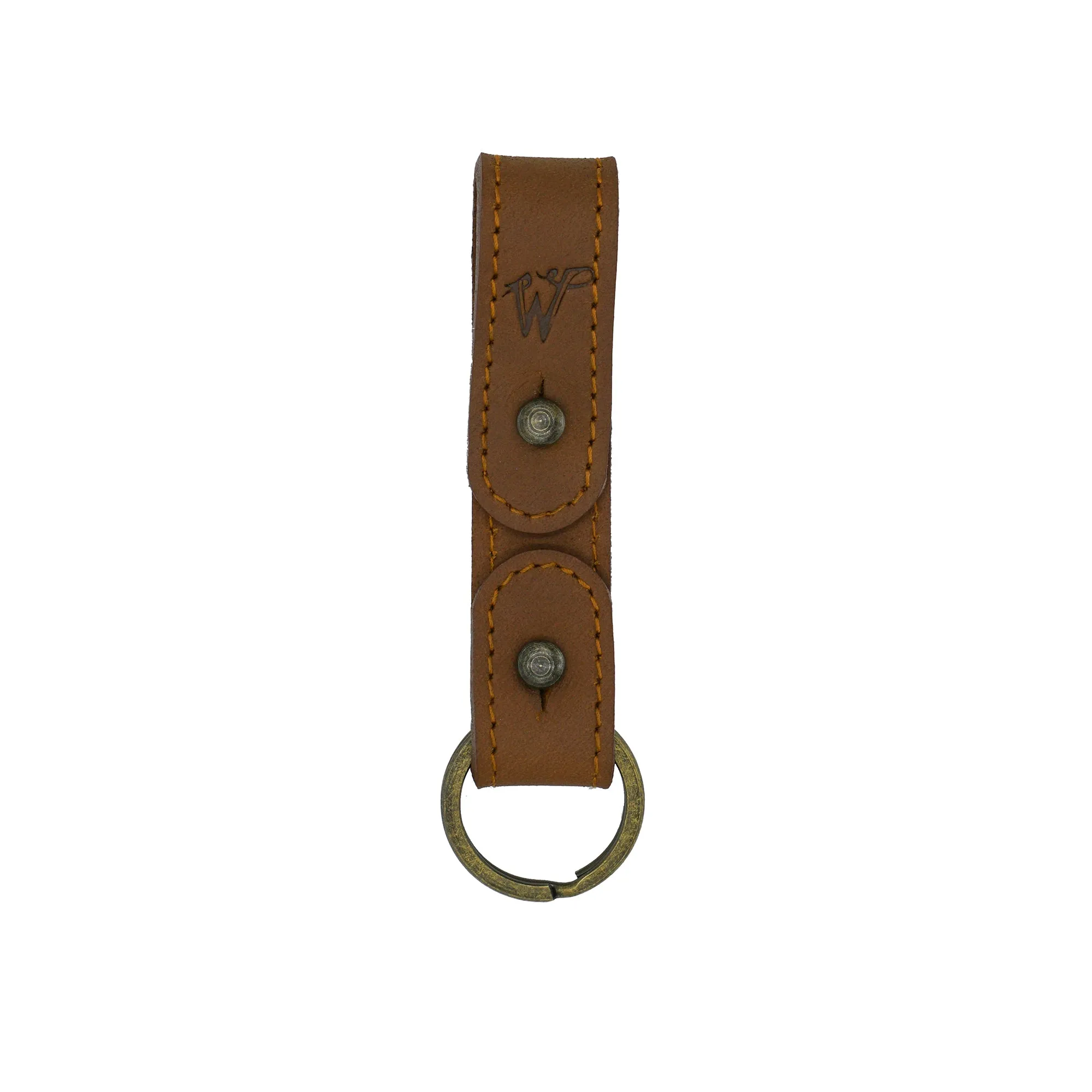 Keyring / Hat-holder Camel Brown Stitched Leather No. A8017