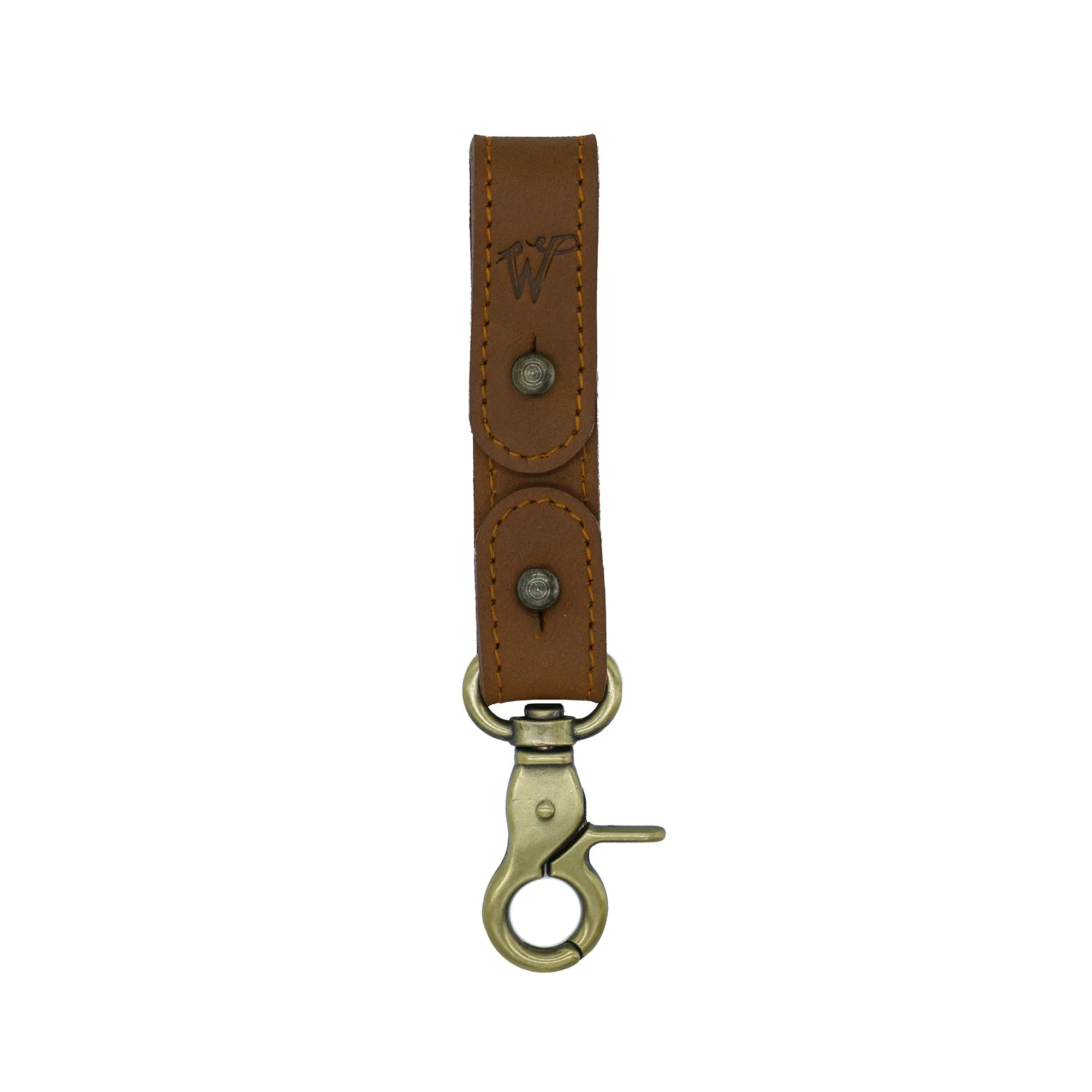 Keyring / Hat-holder Camel Brown Stitched Leather No. A8017