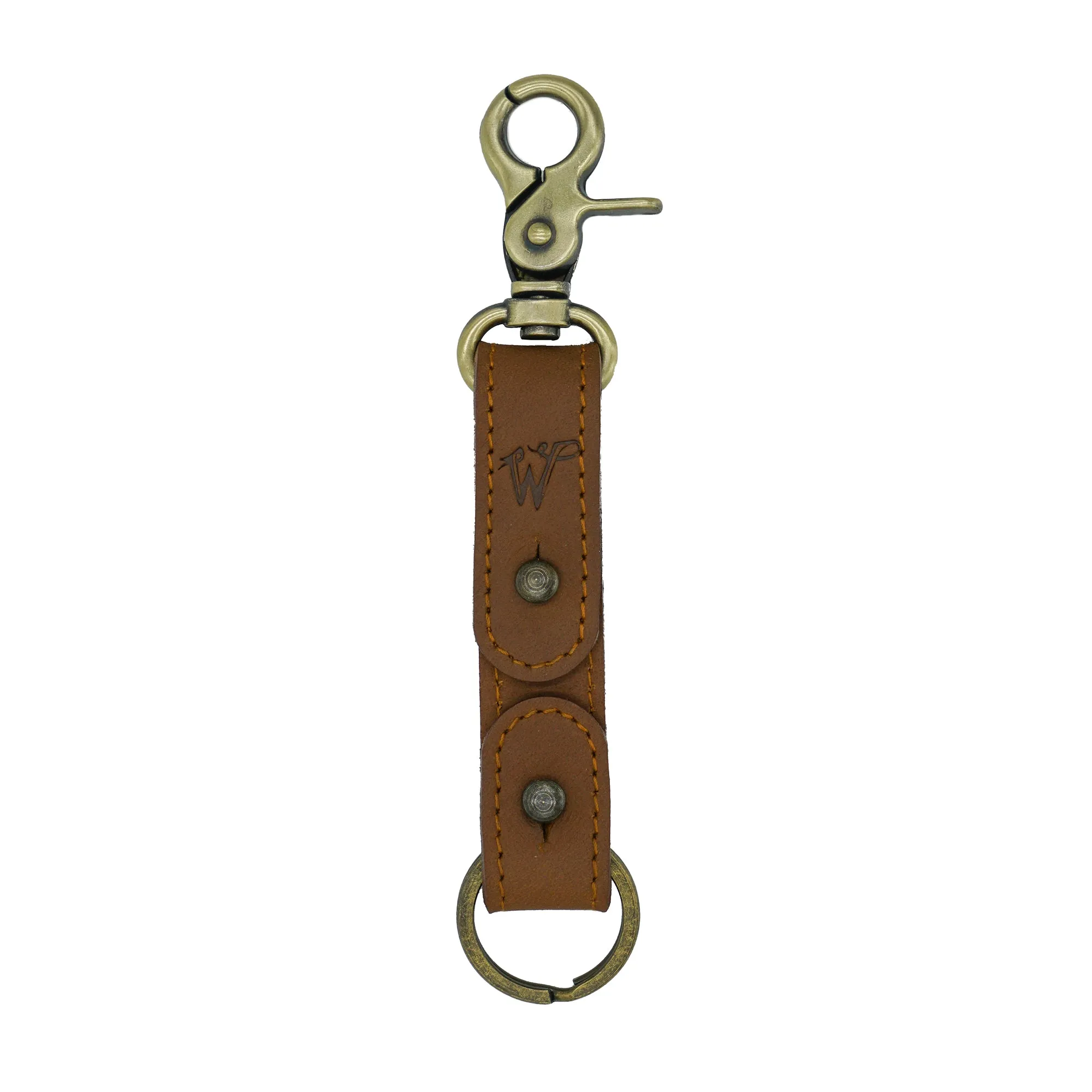 Keyring / Hat-holder Camel Brown Stitched Leather No. A8017
