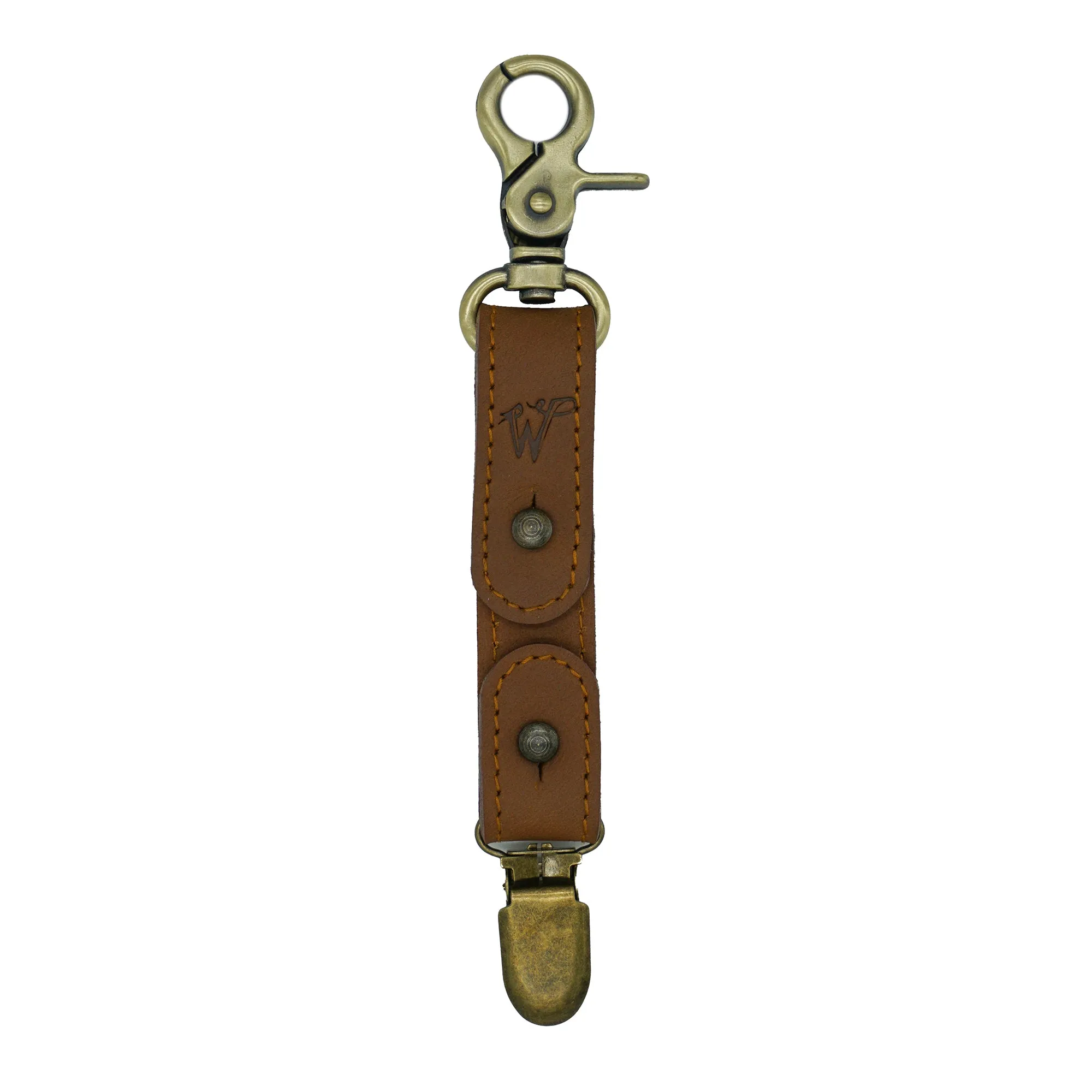 Keyring / Hat-holder Camel Brown Stitched Leather No. A8017