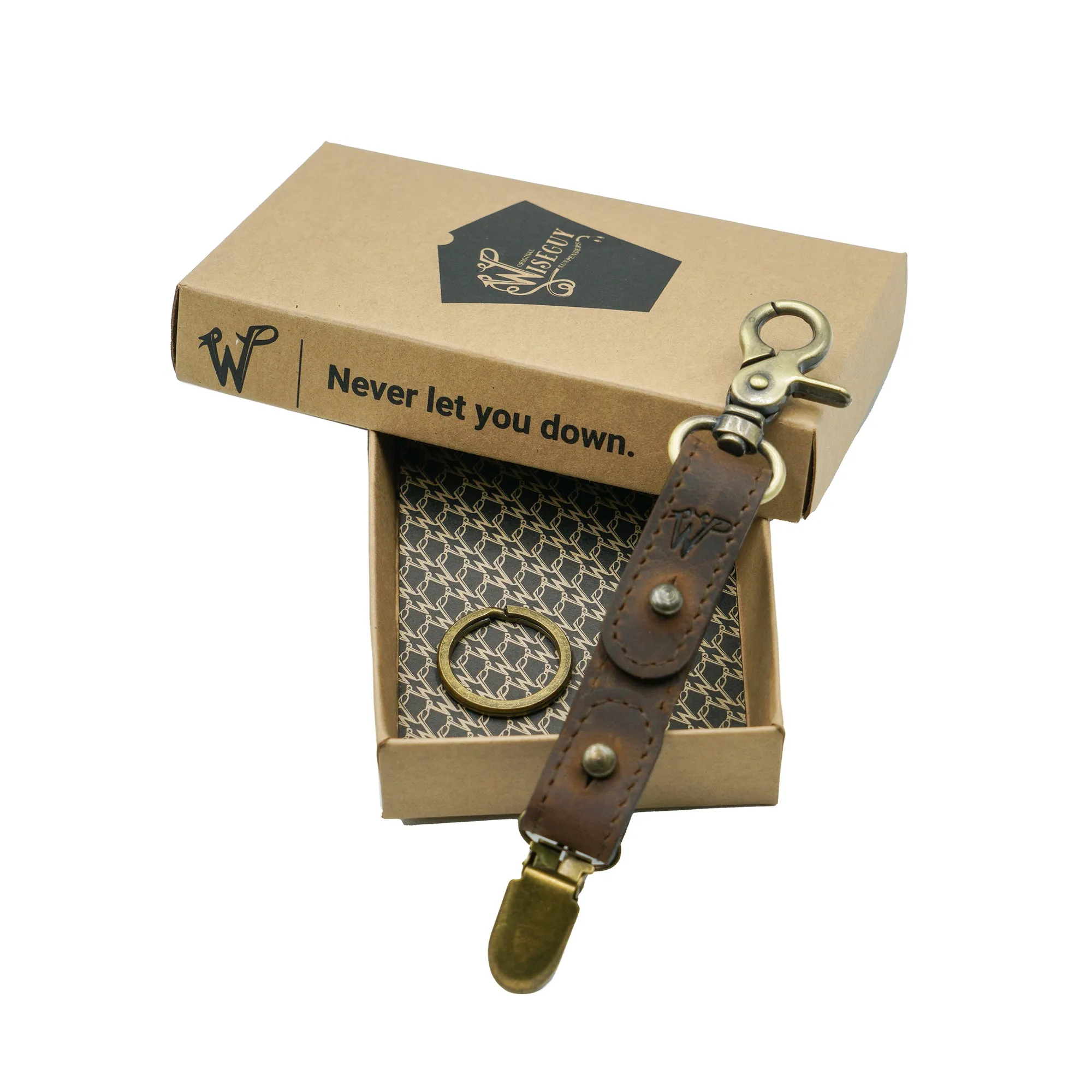 Keyring / Hat-holder Dark Brown Stitched Leather No. A8017