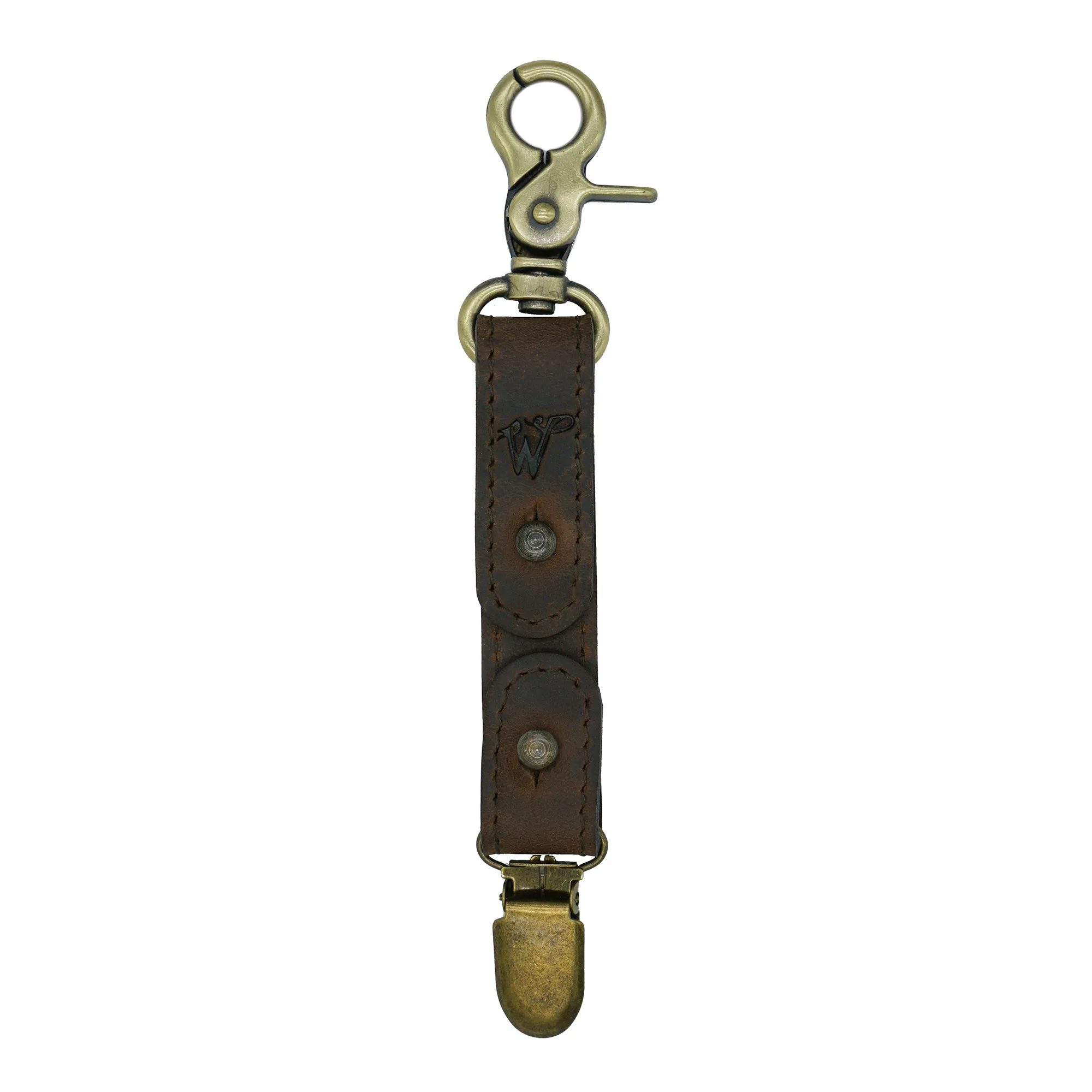 Keyring / Hat-holder Dark Brown Stitched Leather No. A8017