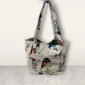 Knitting Bag - Cream with Birds