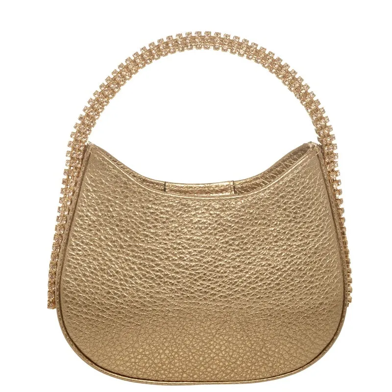KODA BAG - GOLD LEATHER - GOLD QUARTZ & SMOKED TOPAZ STONES - GOLD CHAIN