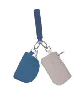 Lani - Dual Zipper Pouch Key Chain (Blue/Beige)