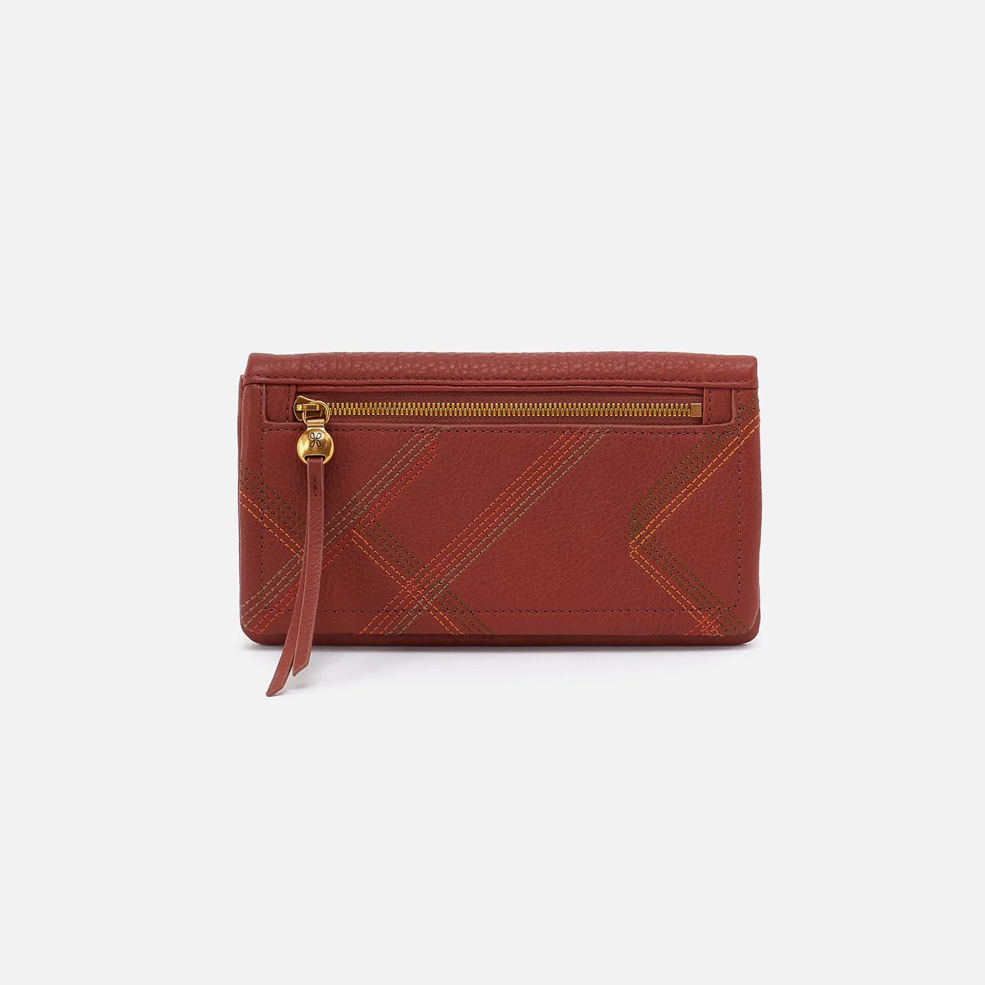 Lumen Continental Wallet In Pebbled Leather - Rust