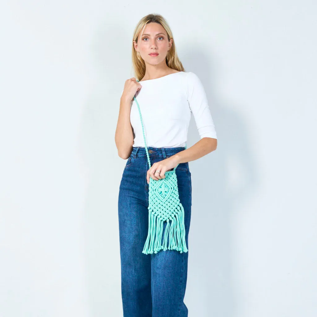 Macramé fringe crossbody bag wholesale