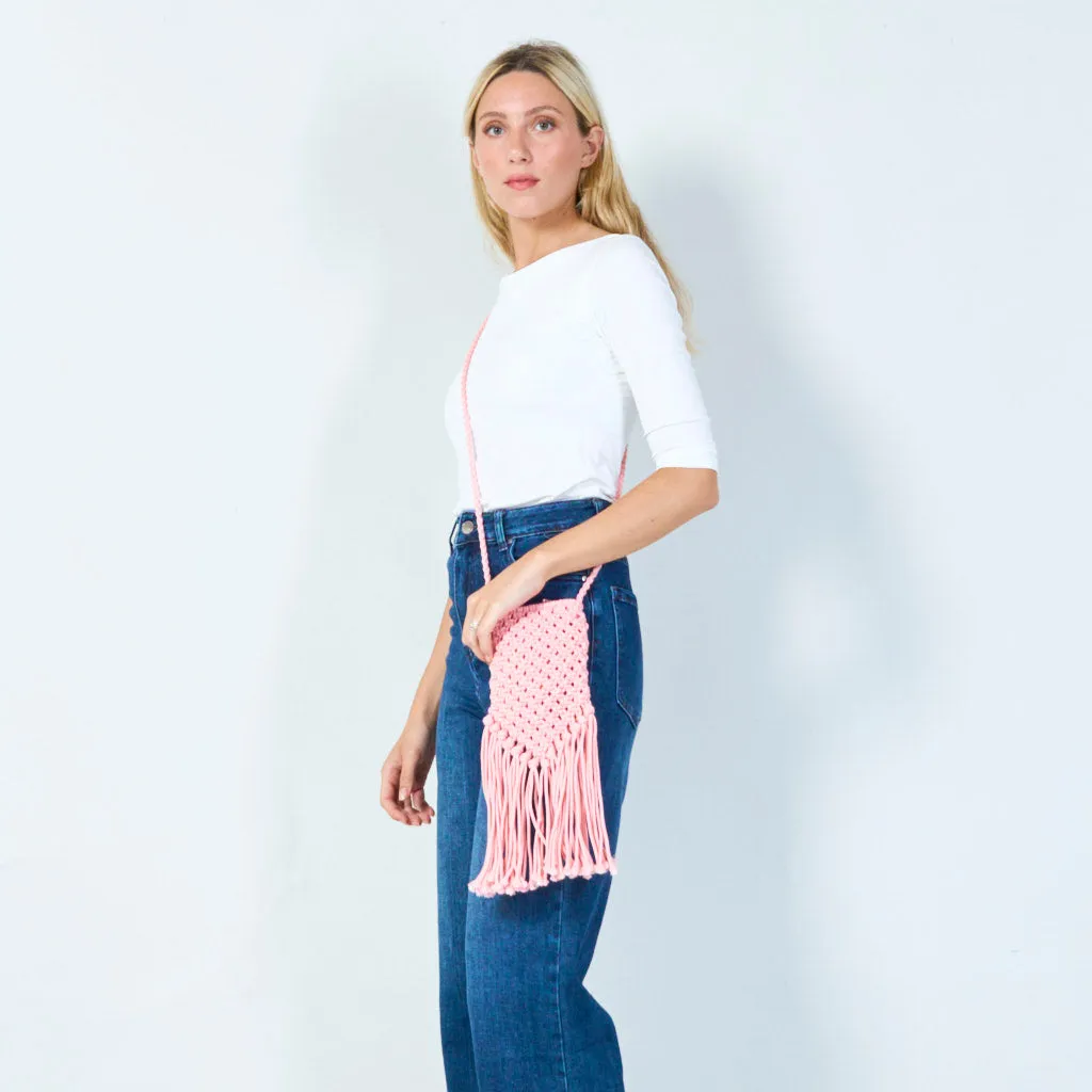 Macramé fringe crossbody bag wholesale