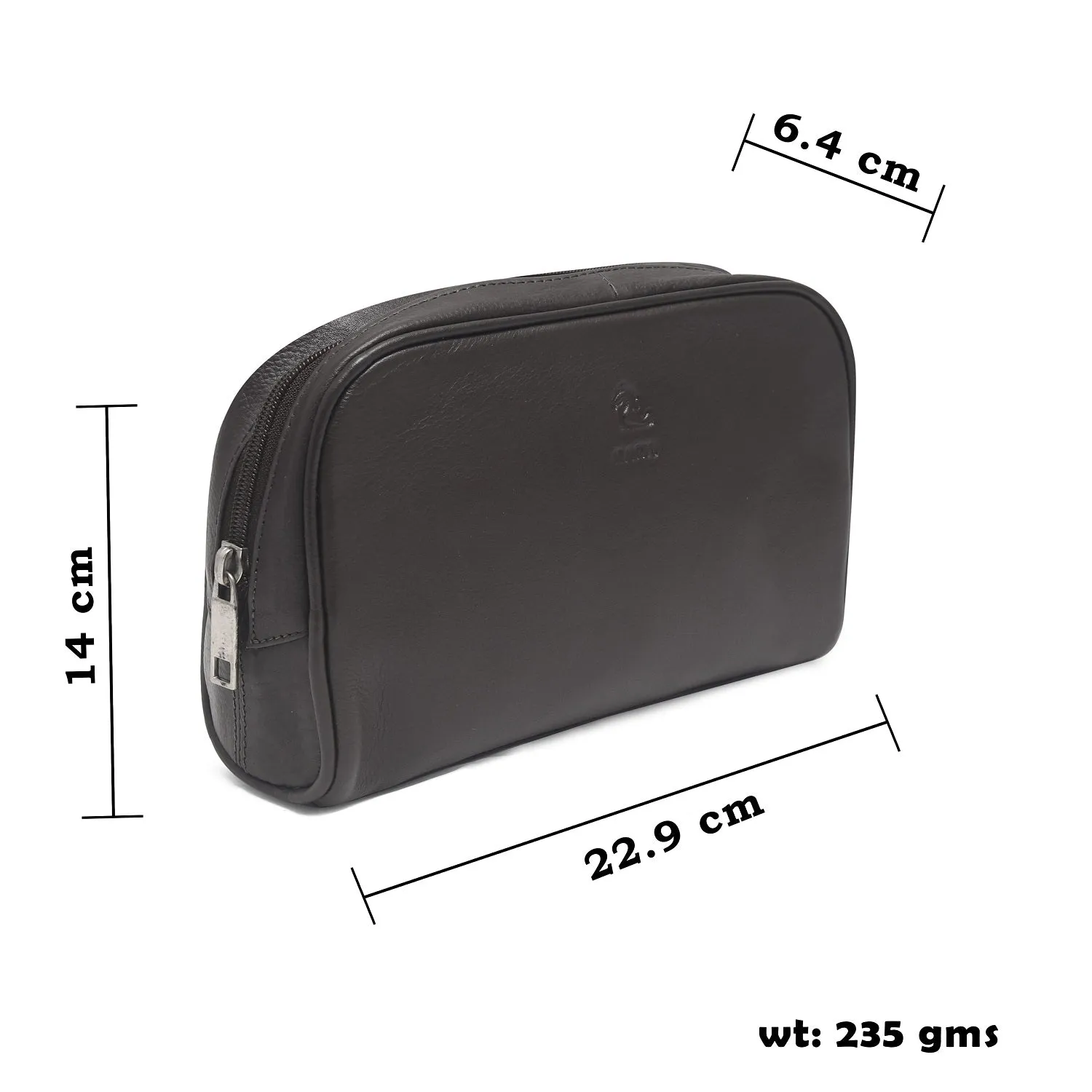 Malia Black Leather Wash Bag for Men and Women