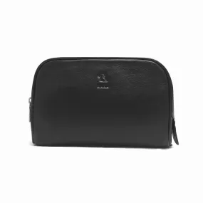 Malia Black Leather Wash Bag for Men and Women