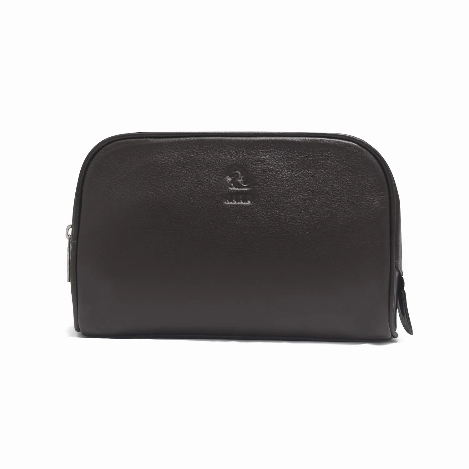 Malia Black Leather Wash Bag for Men and Women