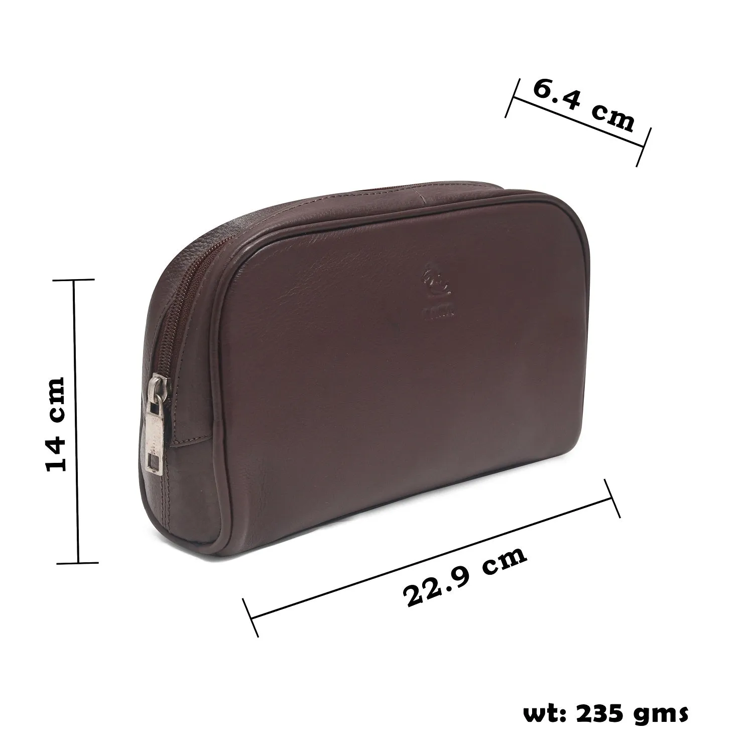 Malia Black Leather Wash Bag for Men and Women