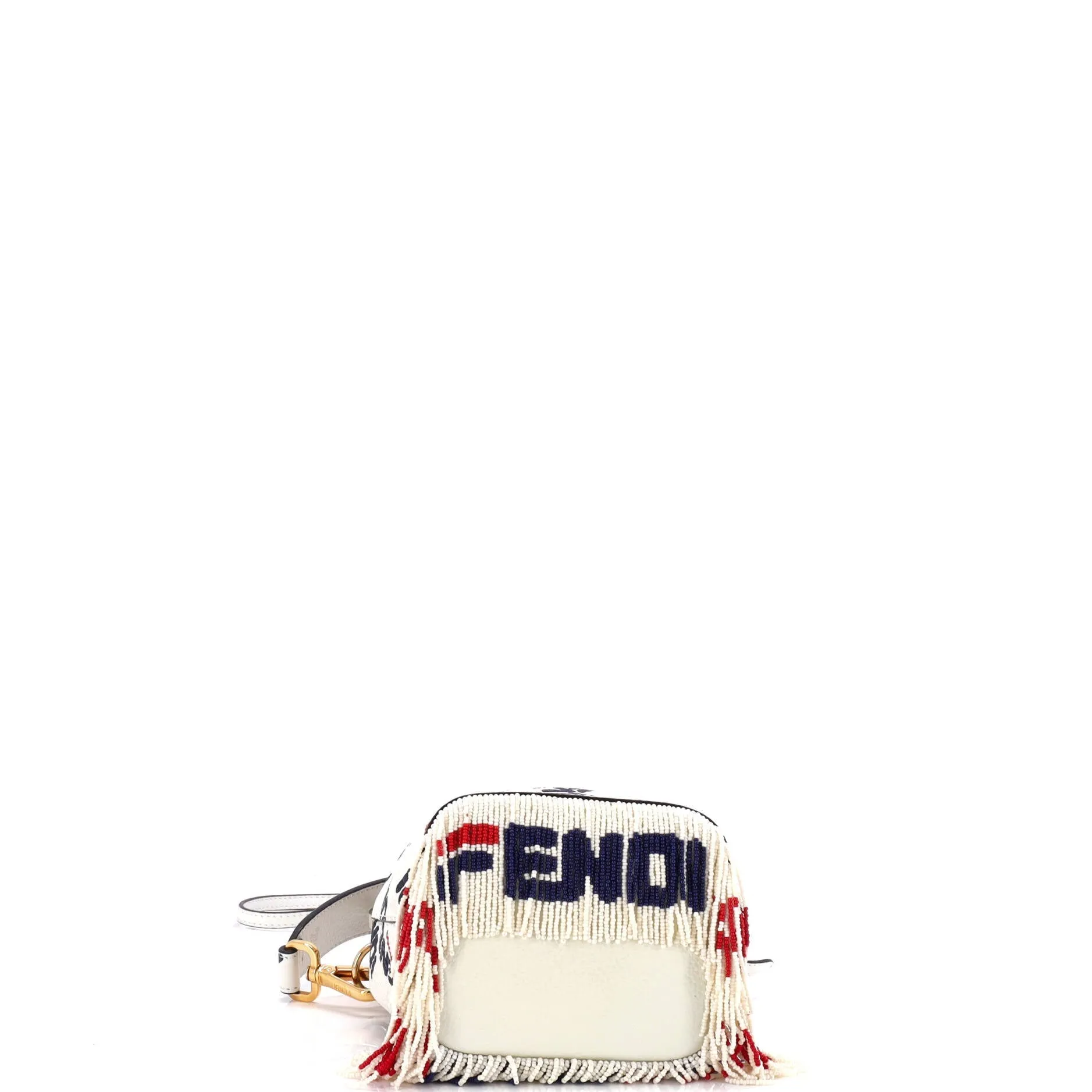 Mania Logo Mon Tresor Bucket Bag Printed Leather with Beaded Fringe Mini