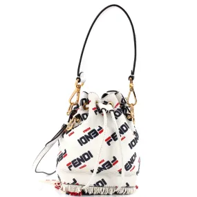 Mania Logo Mon Tresor Bucket Bag Printed Leather with Beaded Fringe Mini
