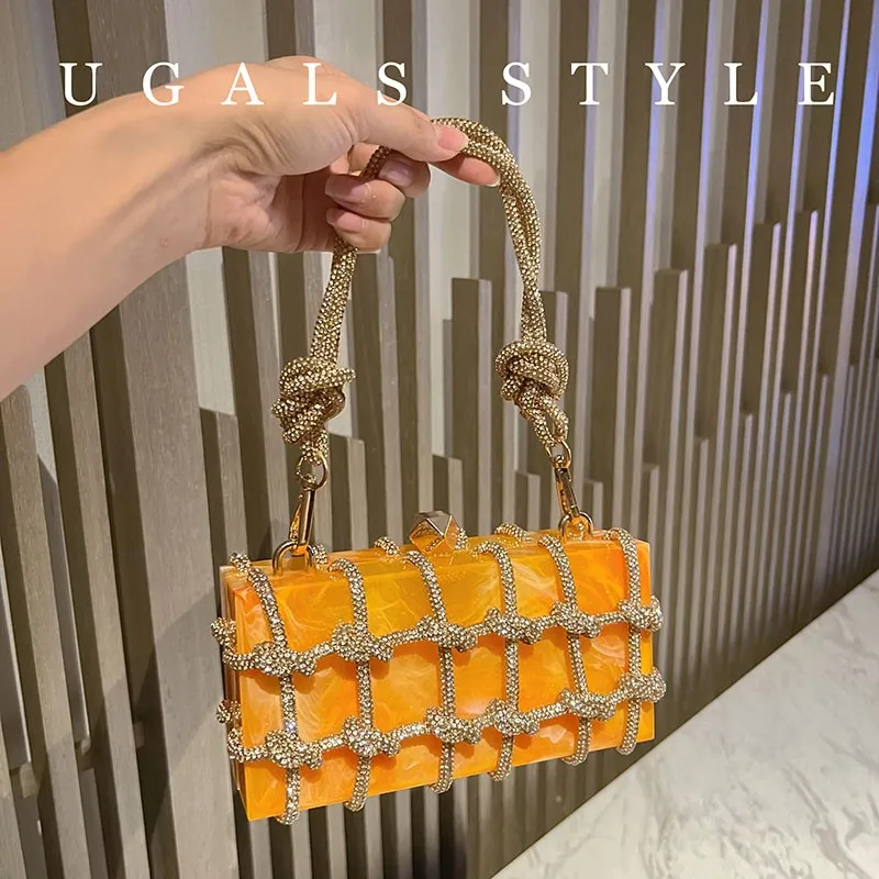 Marble woven water diamond square bag