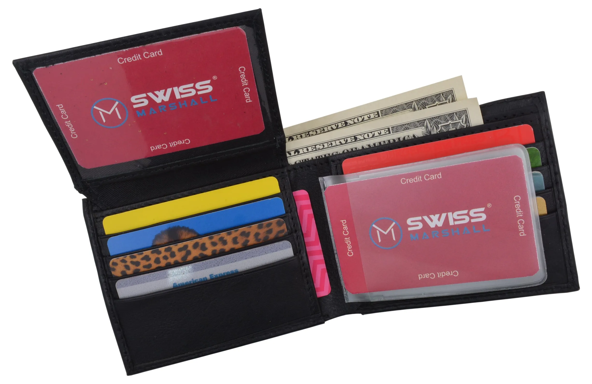 Men's RFID Blocking Premium Leather Classic Bifold 2 ID Card Holder Wallet with Gift Box