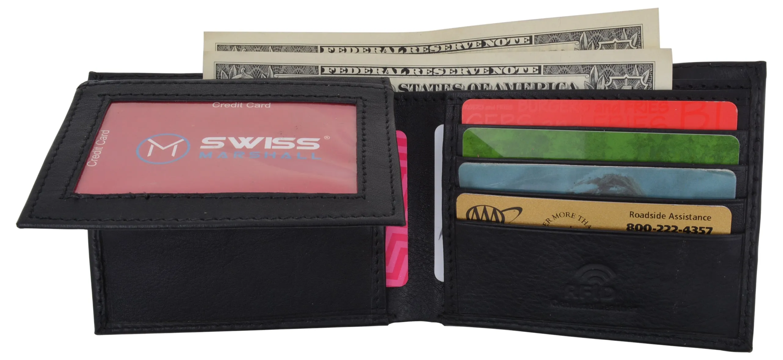 Men's RFID Blocking Premium Leather Classic Bifold 2 ID Card Holder Wallet with Gift Box