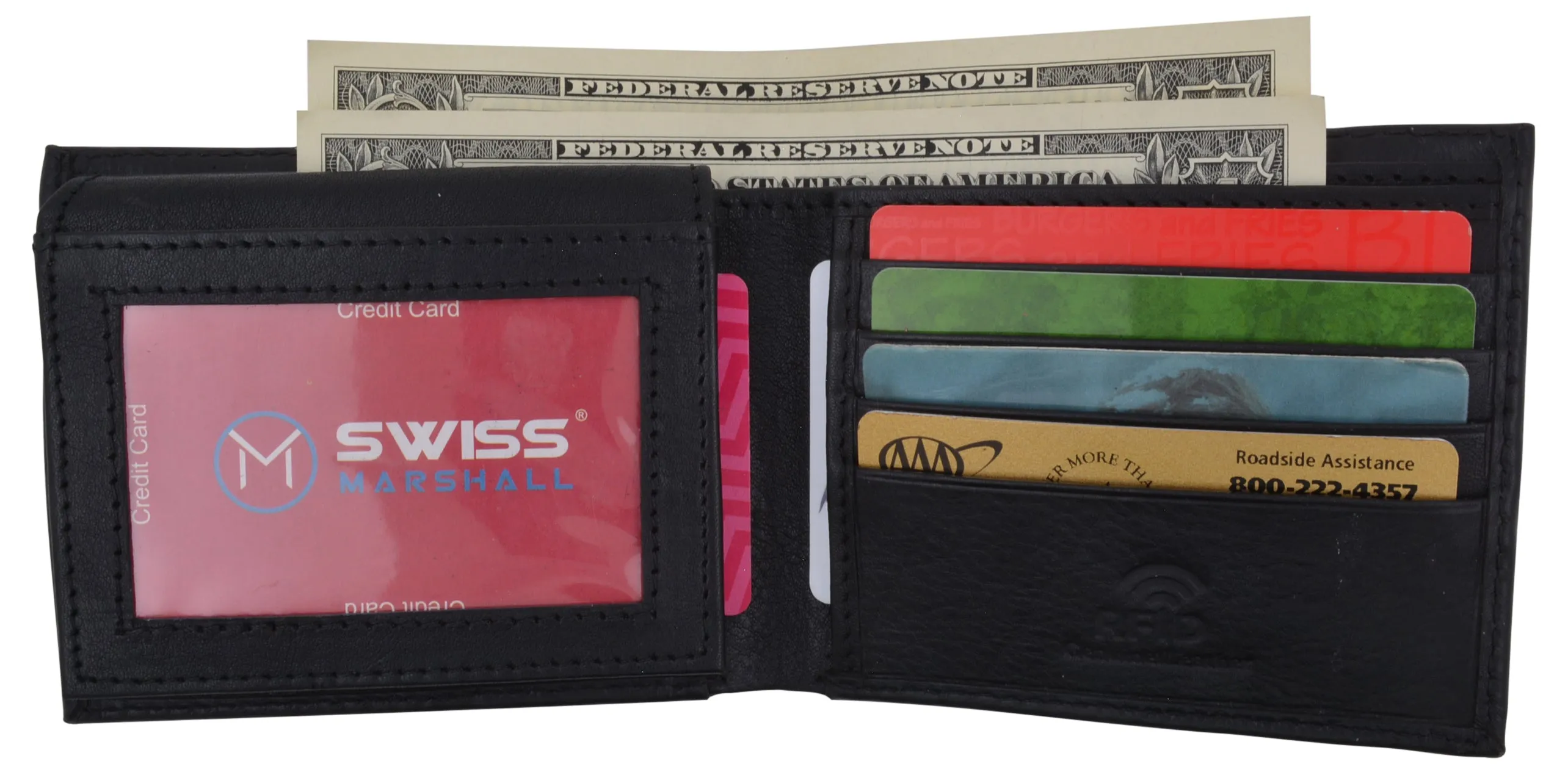 Men's RFID Blocking Premium Leather Classic Bifold 2 ID Card Holder Wallet with Gift Box