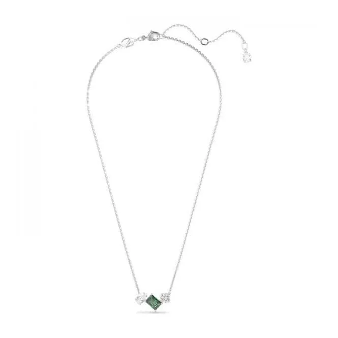 Mesmera Mixed Cuts Green Rhodium Plated Pendant 5668278