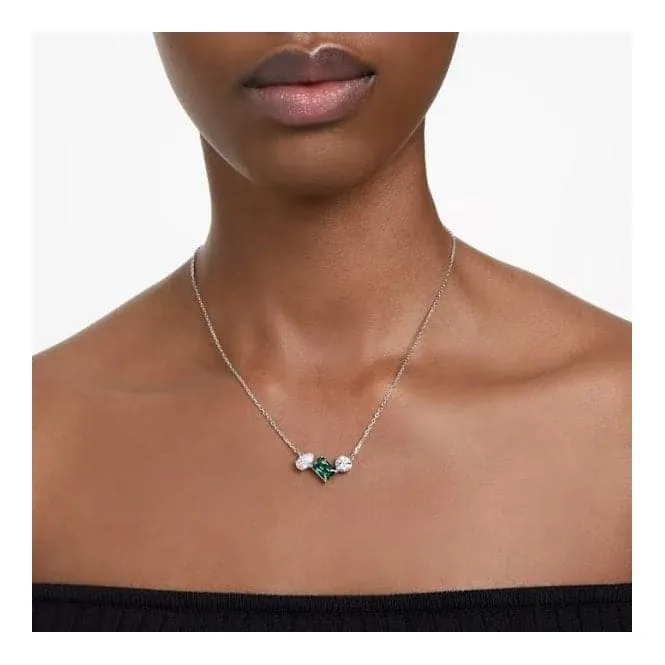 Mesmera Mixed Cuts Green Rhodium Plated Pendant 5668278
