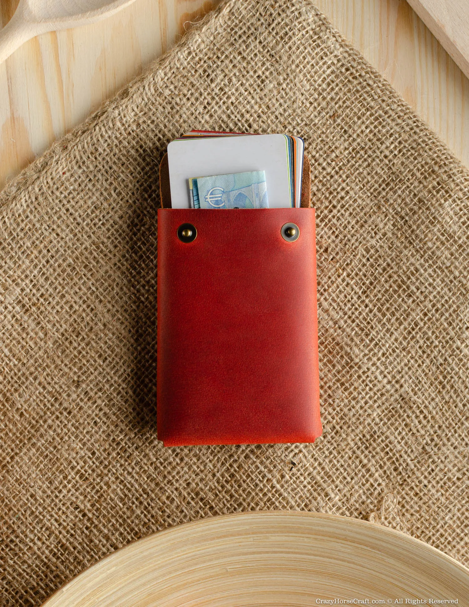 Minimalistic leather wallet/card holder | Fragola Red