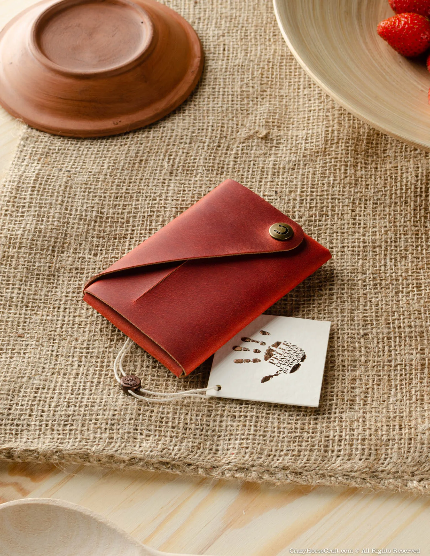 Minimalistic leather wallet/card holder | Fragola Red