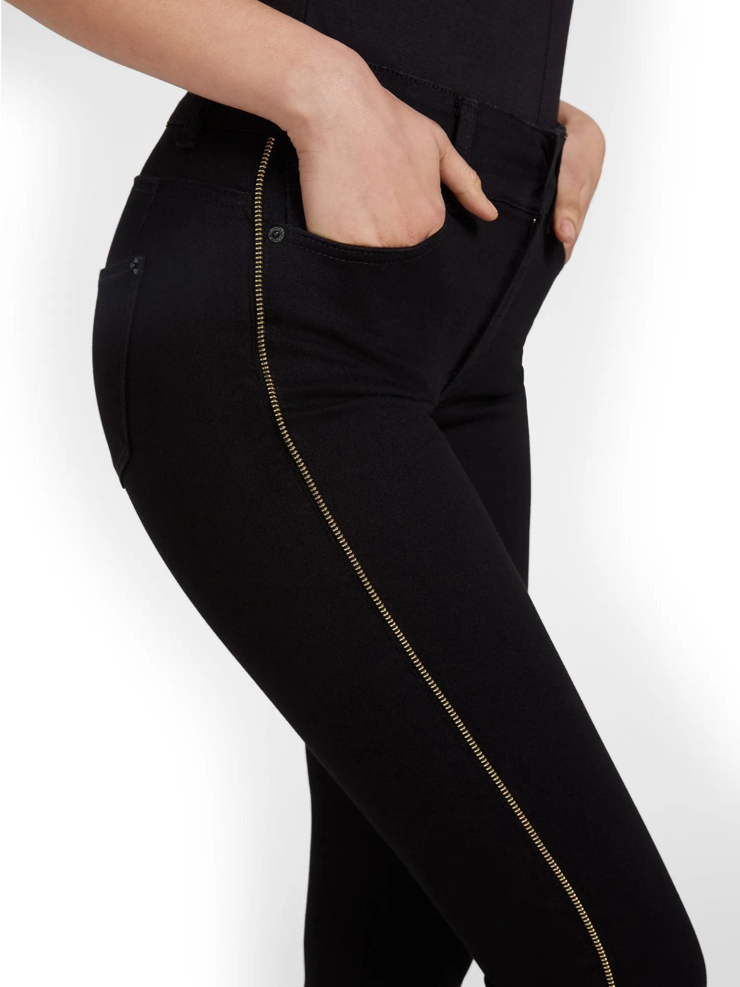 Mya Curvy High-Waisted Super-Skinny Jeans - Side-Zipper