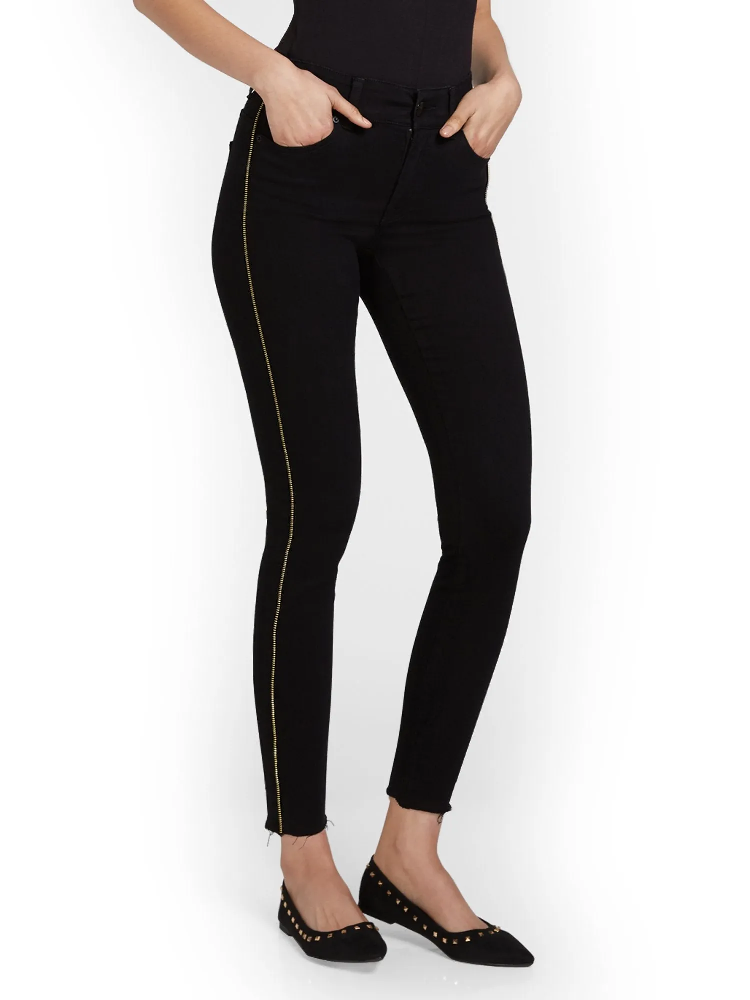 Mya Curvy High-Waisted Super-Skinny Jeans - Side-Zipper