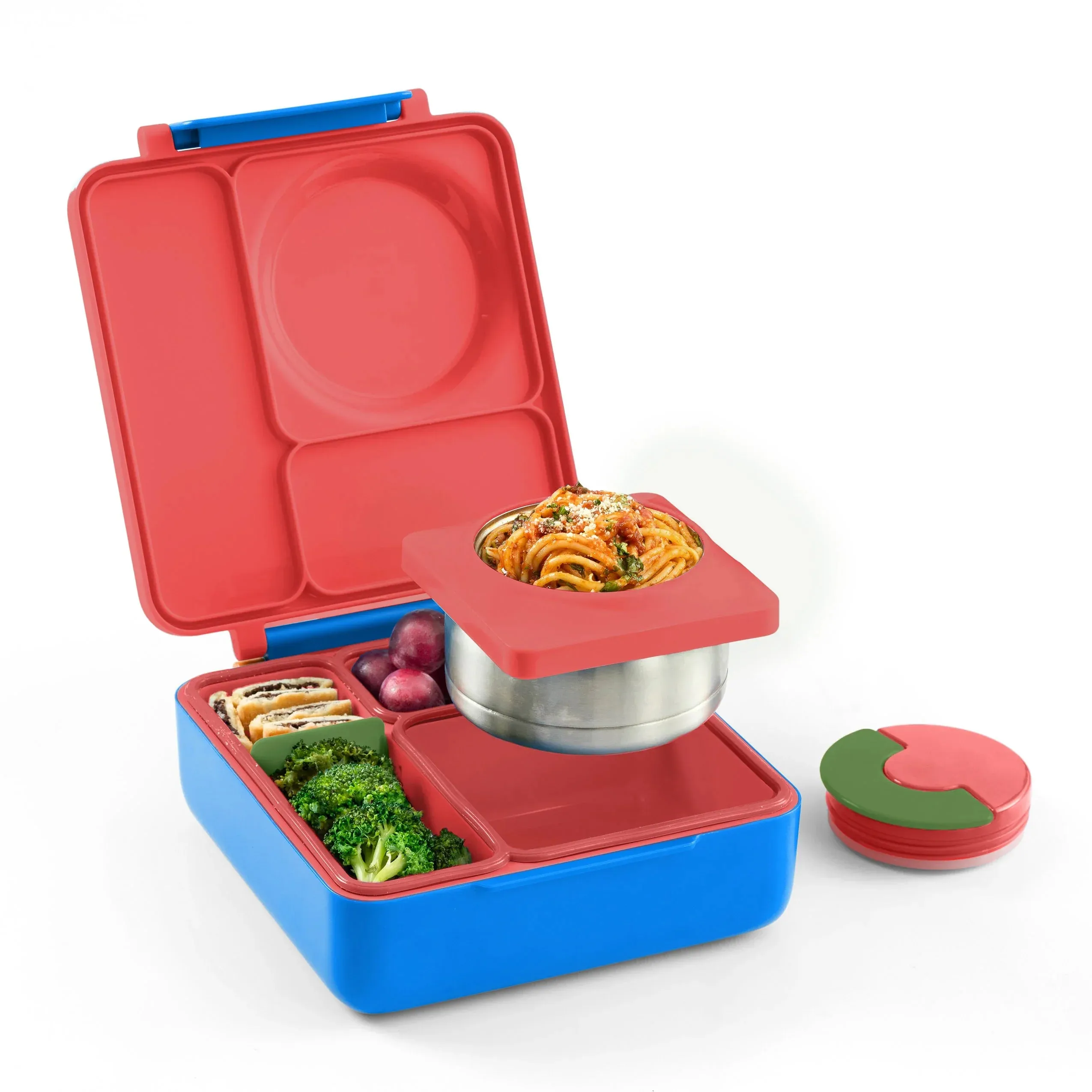 OmieBox Lunch Box with Fork, Spoon   Pod Set (Scooter Red)