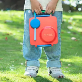 OmieBox Lunch Box with Fork, Spoon   Pod Set (Scooter Red)
