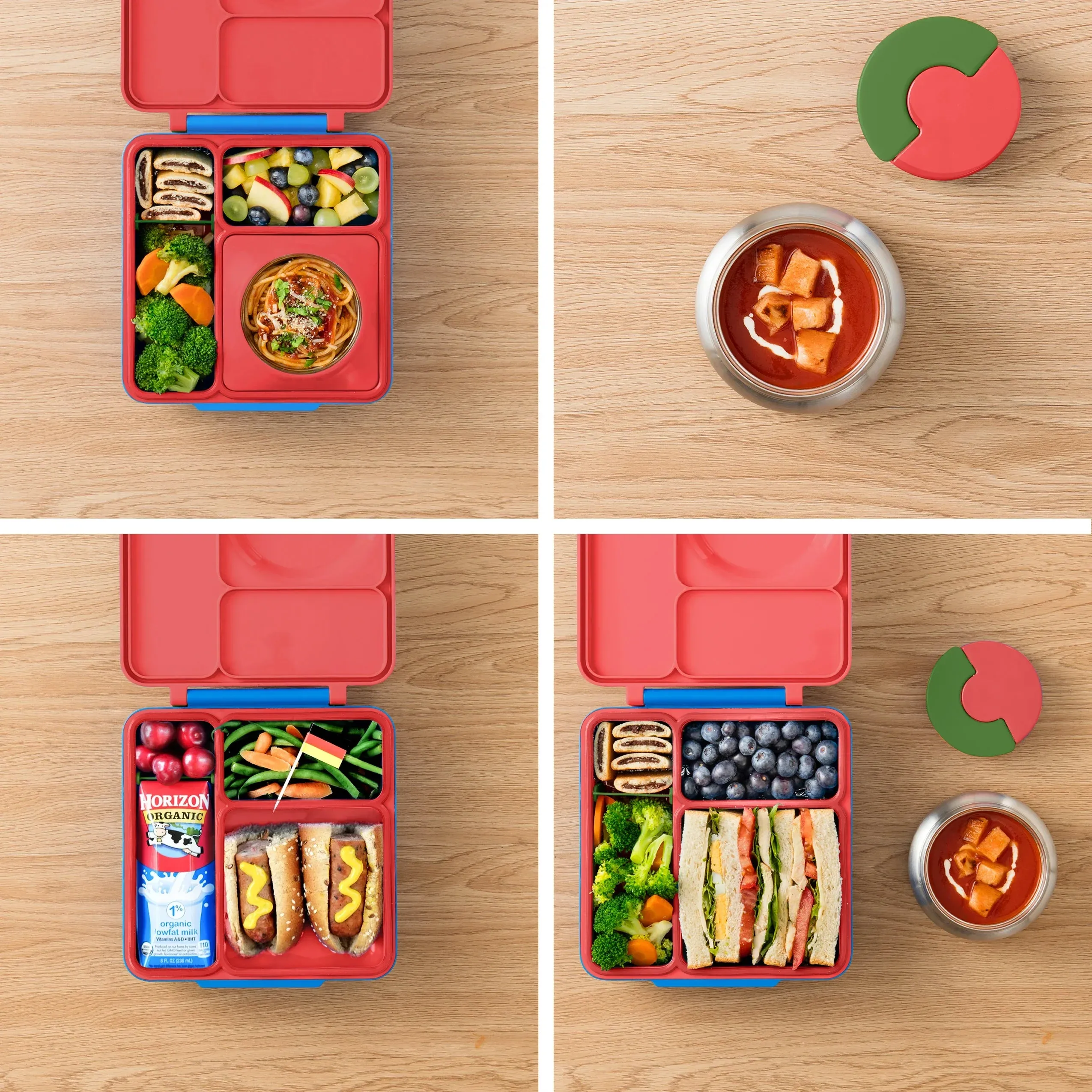 OmieBox Lunch Box with Fork, Spoon   Pod Set (Scooter Red)