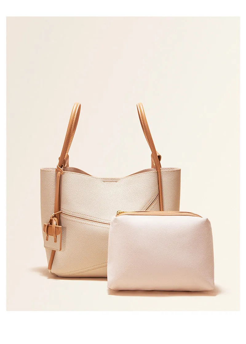 Patchwork Grained Leather Tote Bag