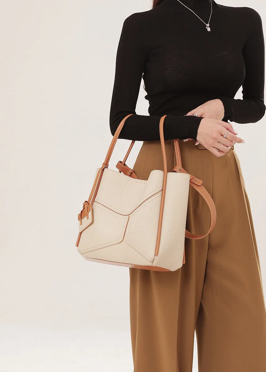 Patchwork Grained Leather Tote Bag