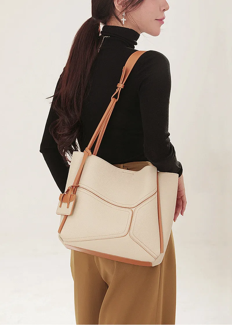 Patchwork Grained Leather Tote Bag