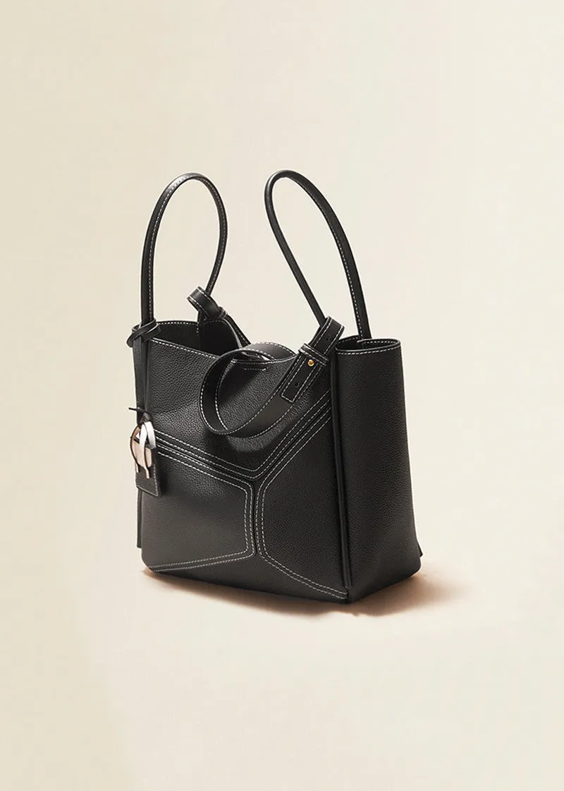 Patchwork Grained Leather Tote Bag