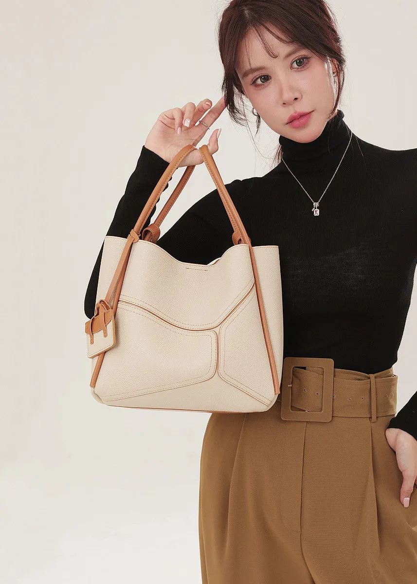 Patchwork Grained Leather Tote Bag