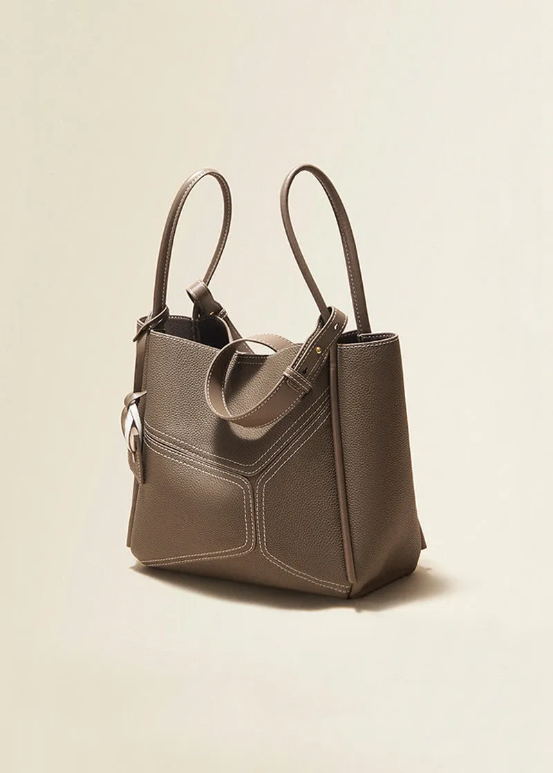 Patchwork Grained Leather Tote Bag