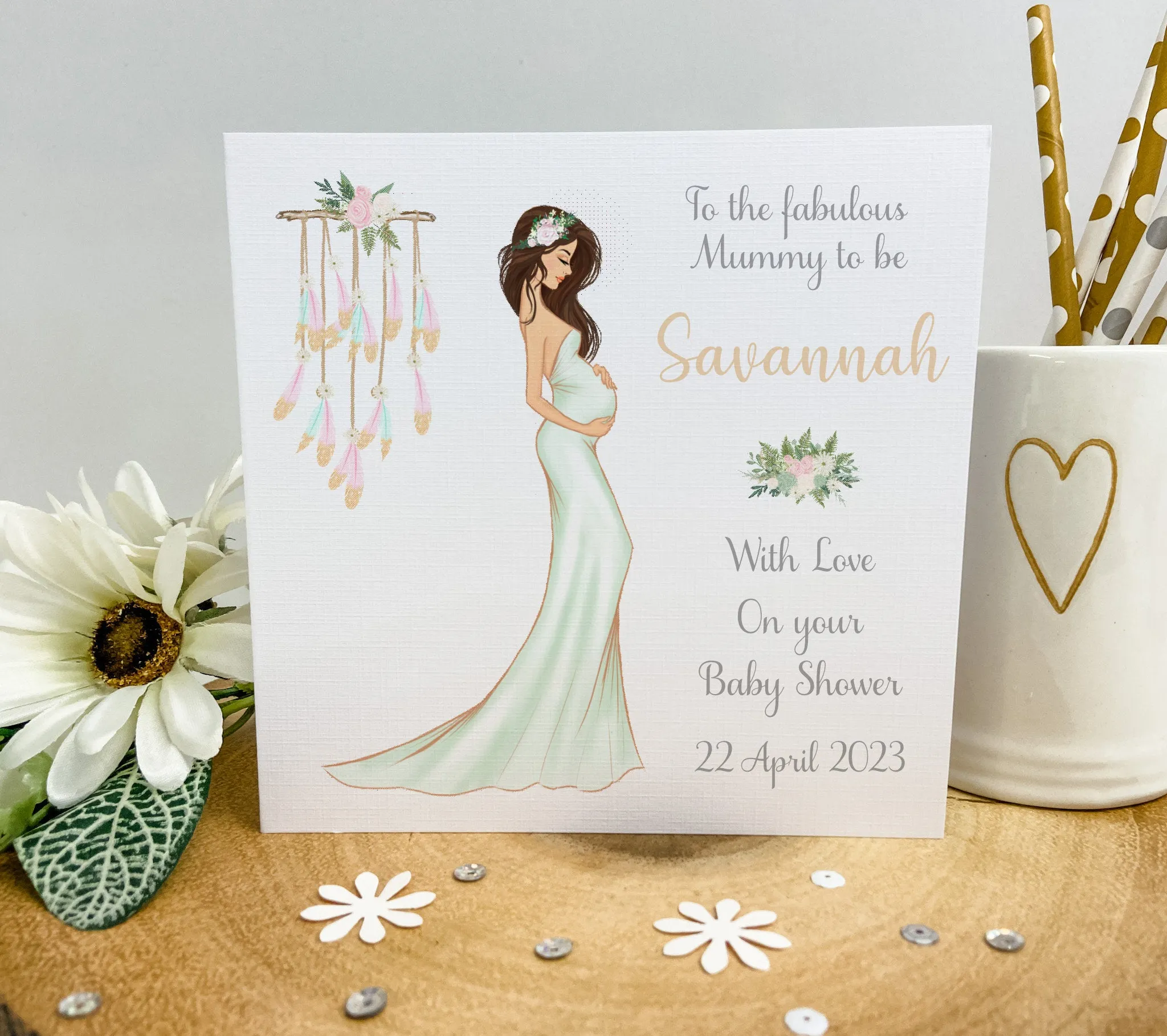 Personalised Baby Shower Card Elegant Mummy