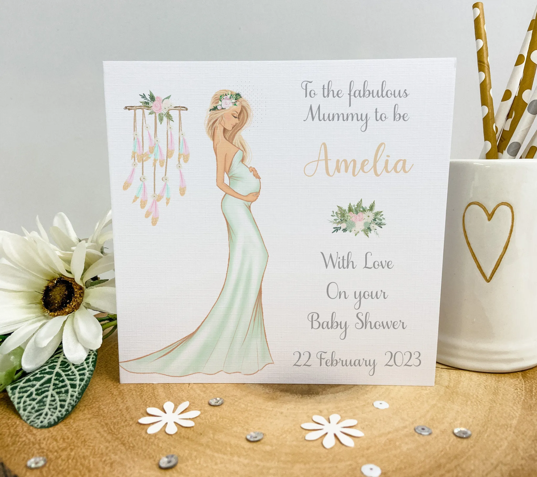 Personalised Baby Shower Card Elegant Mummy