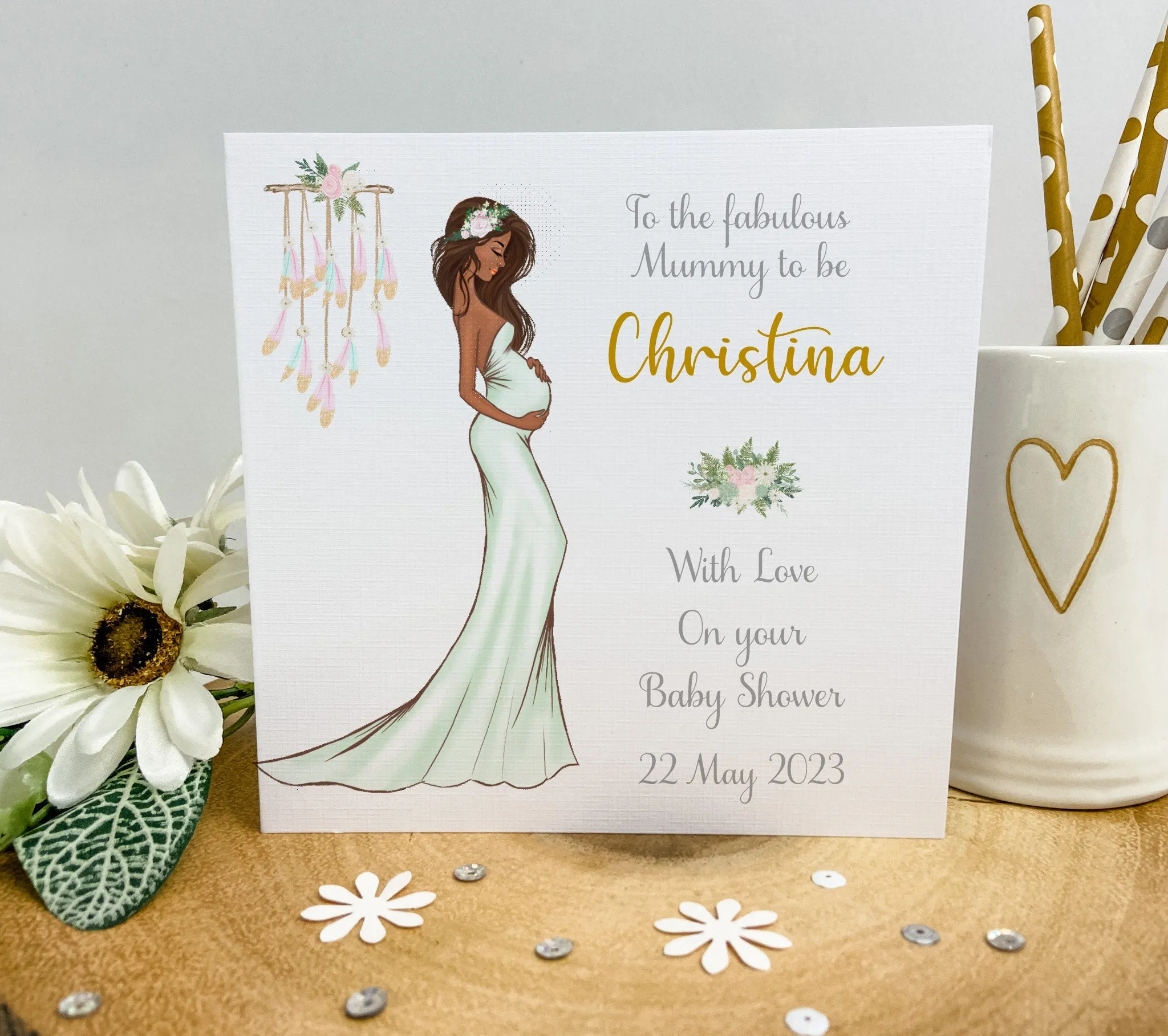 Personalised Baby Shower Card Elegant Mummy