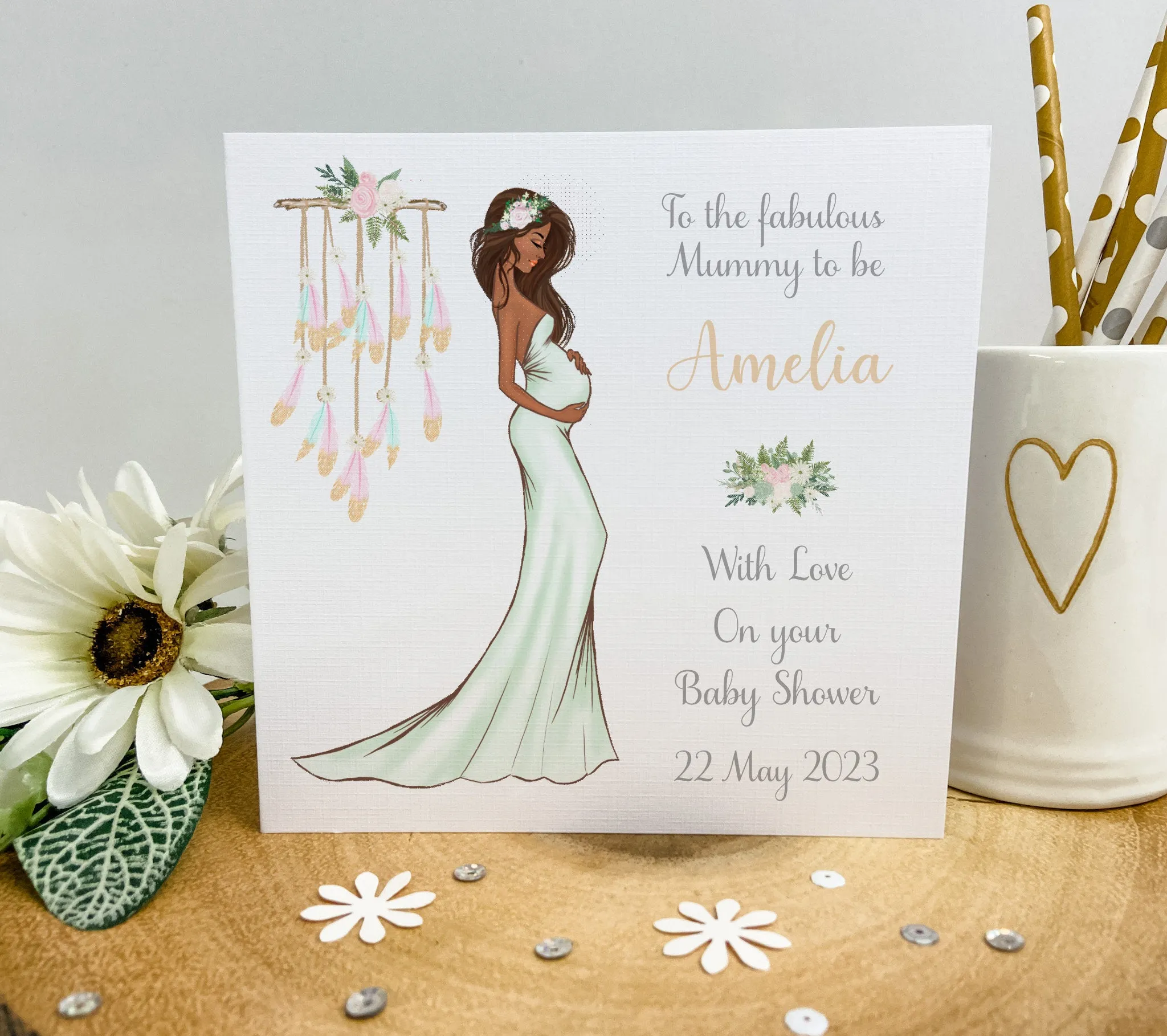 Personalised Baby Shower Card Elegant Mummy