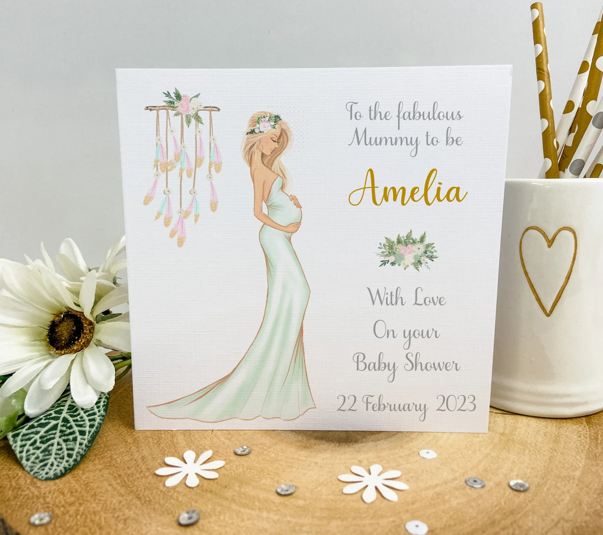 Personalised Baby Shower Card Elegant Mummy