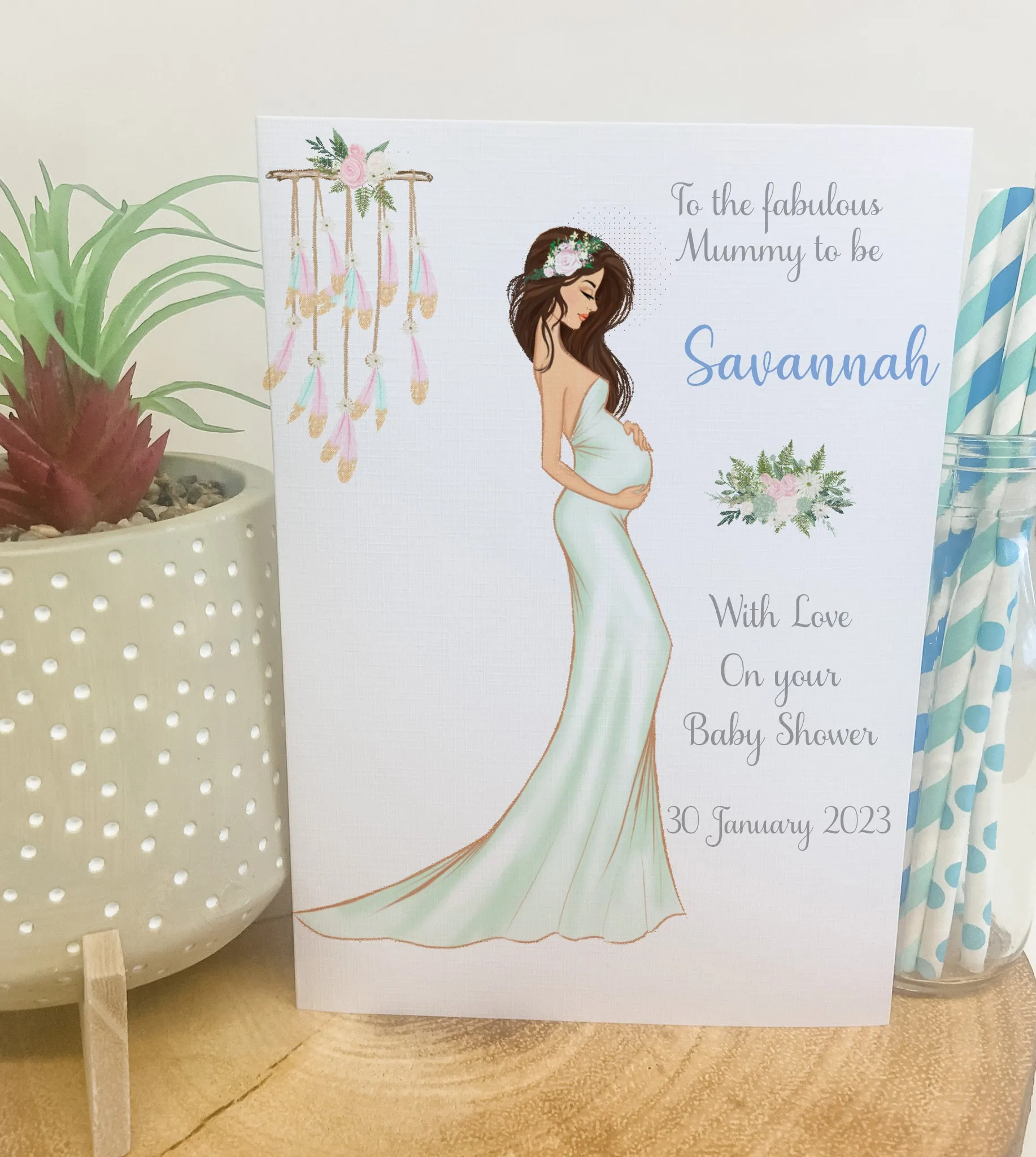 Personalised Baby Shower Card Elegant Mummy