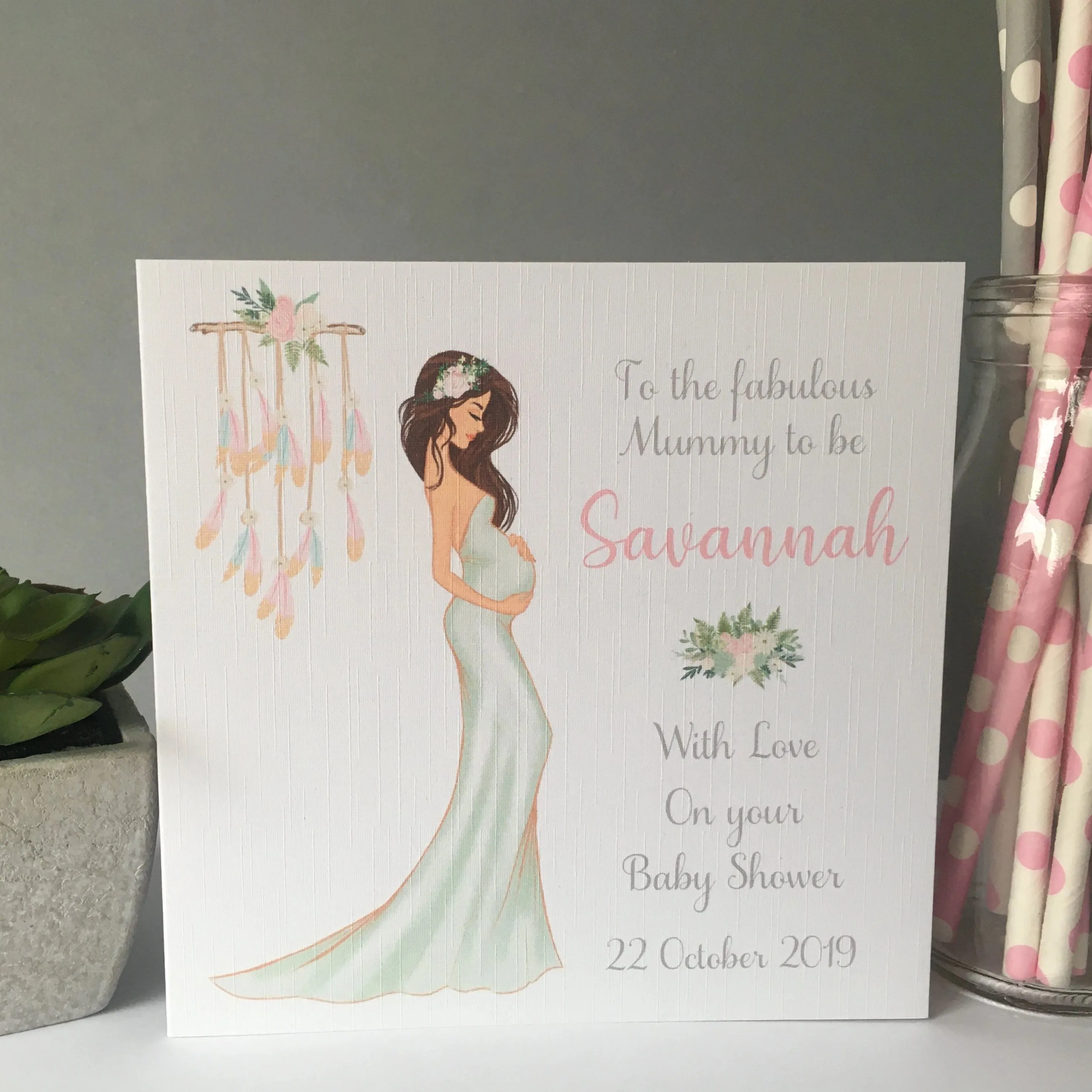 Personalised Baby Shower Card Elegant Mummy