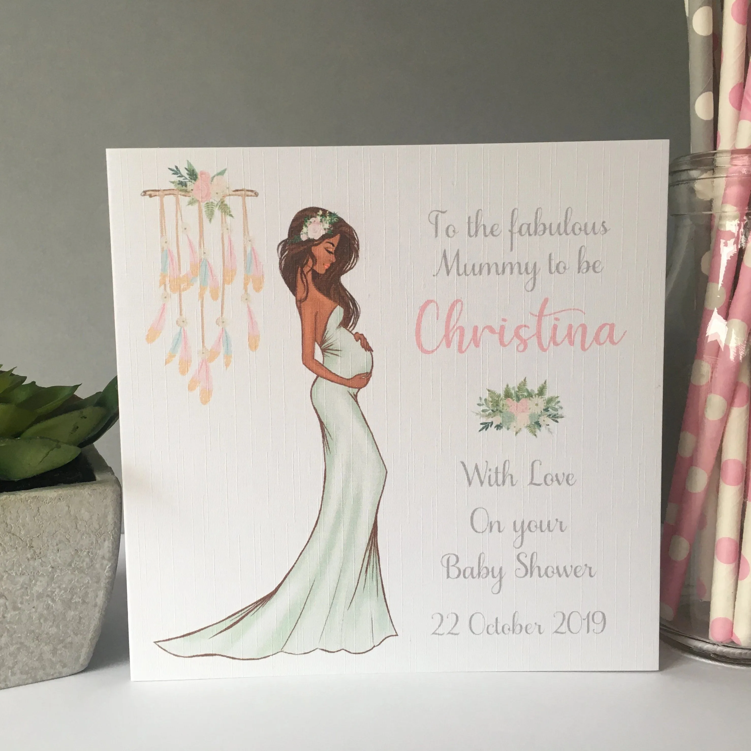 Personalised Baby Shower Card Elegant Mummy