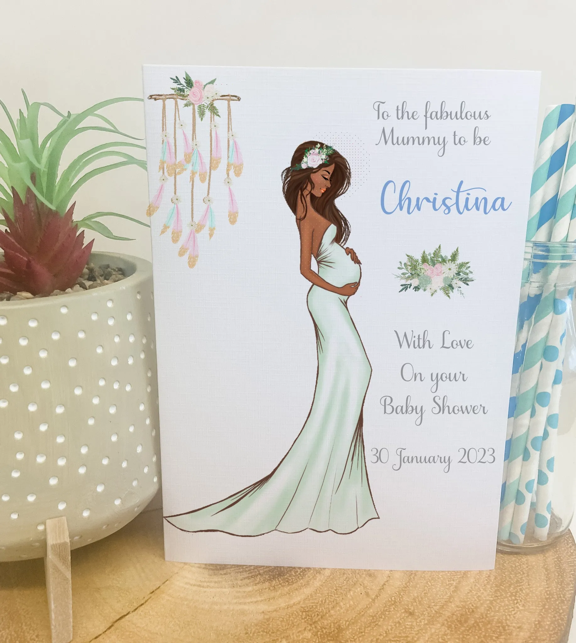 Personalised Baby Shower Card Elegant Mummy