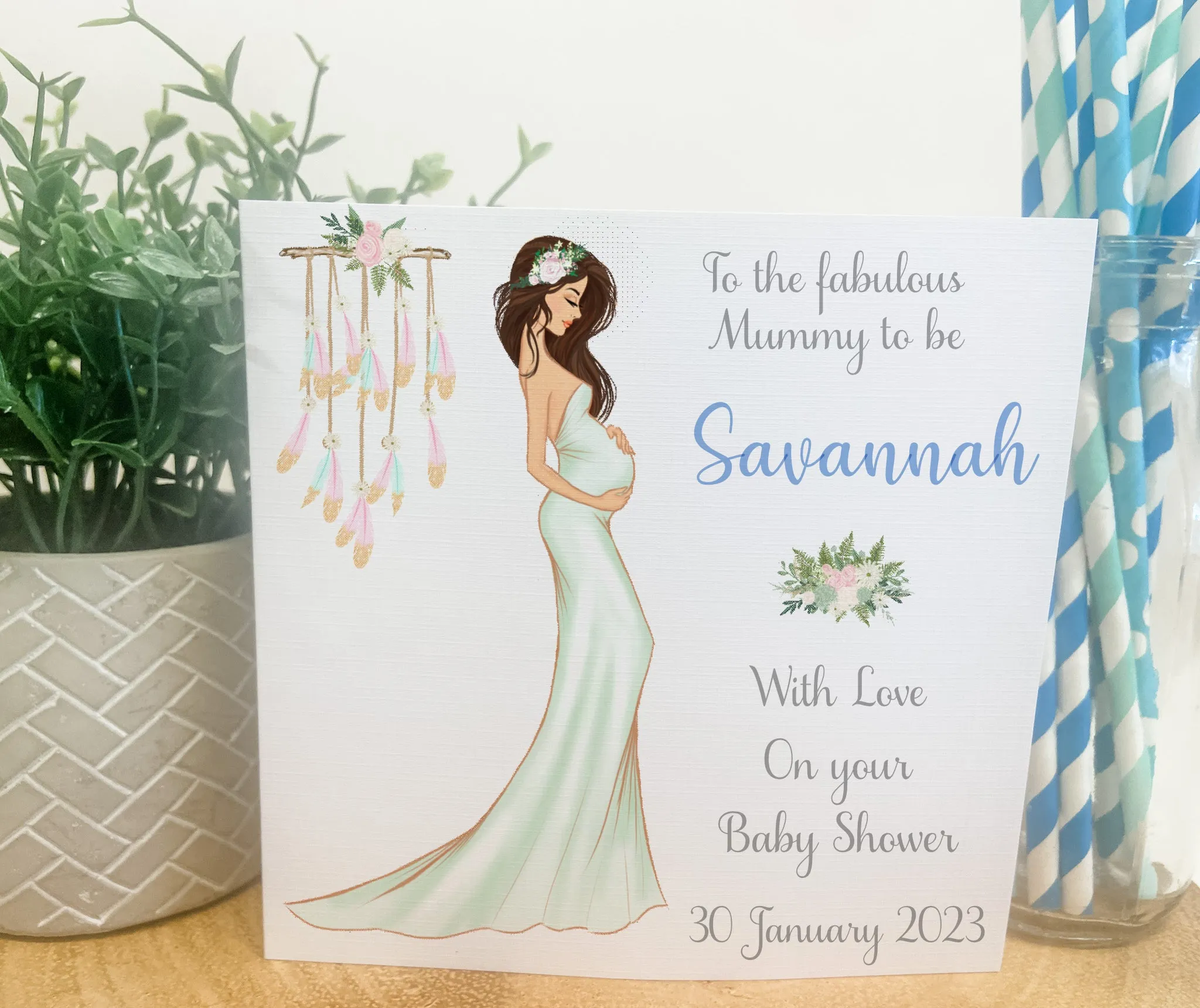Personalised Baby Shower Card Elegant Mummy