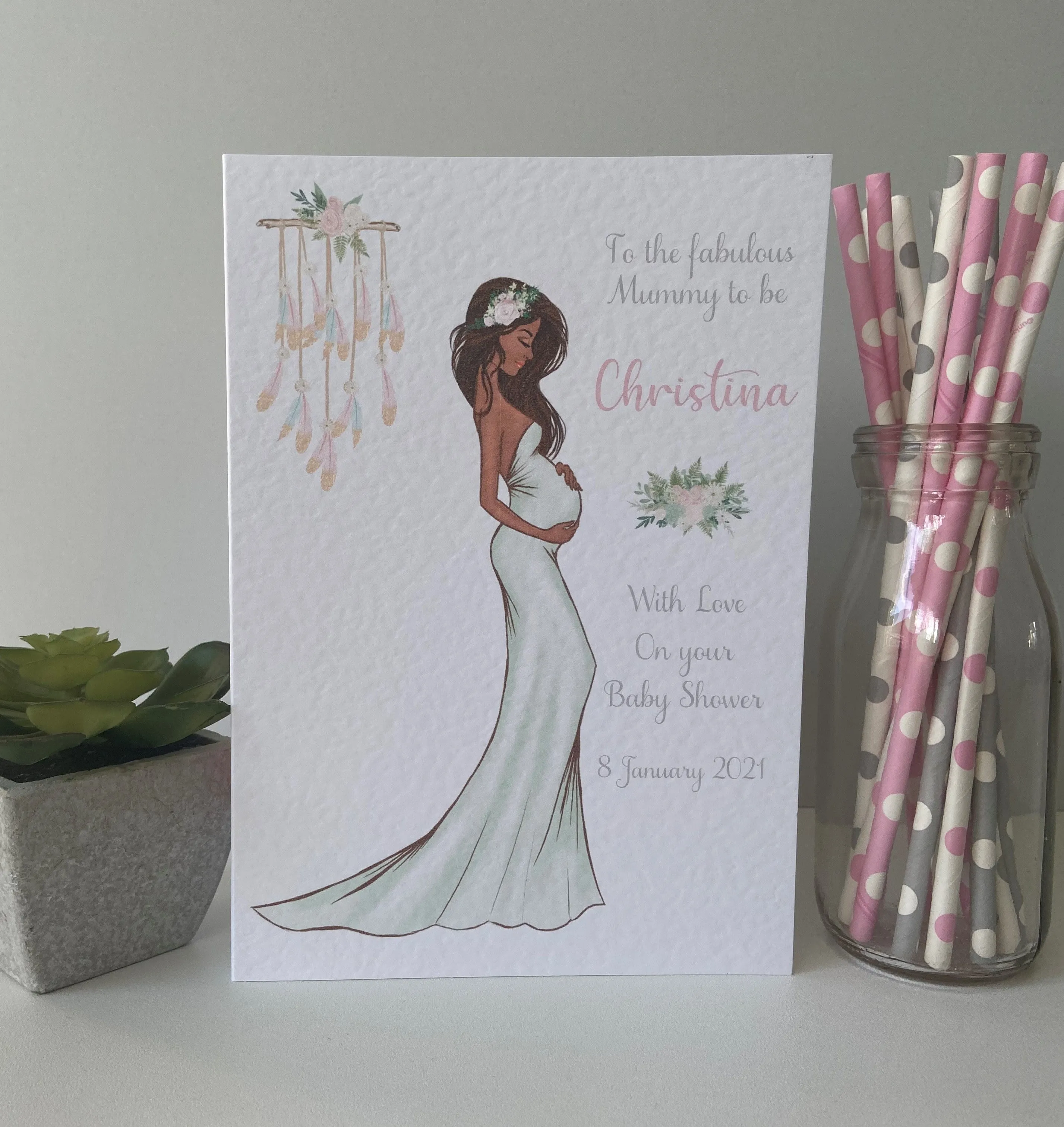 Personalised Baby Shower Card Elegant Mummy